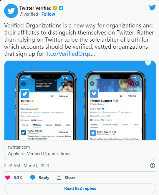 La comunità reagisce all'offerta di Twitter di 00 al mese per le organizzazioni verificate.