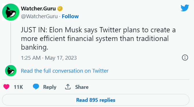 Twitter pianifica di creare un sistema finanziario "più efficiente": Elon Musk