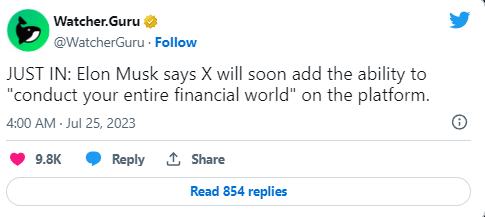 X di Twitter diventerà un impero finanziario globale: Elon Musk