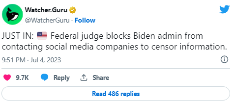 Il giudice blocca la mossa di censura dei social media all'amministrazione Biden