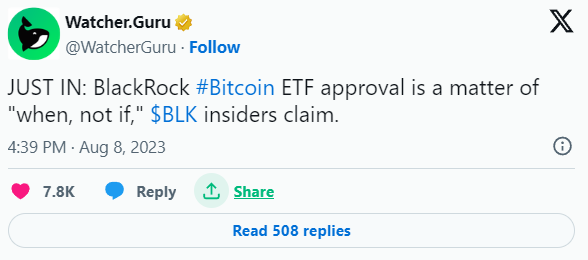 L'approvazione dell'ETF Bitcoin di BlackRock è una questione di "quando, non se", dicono gli addetti ai lavori