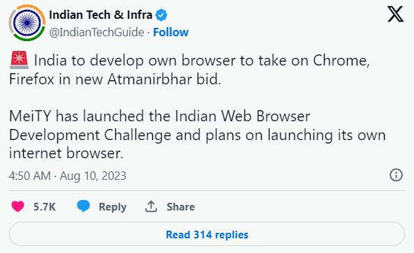 L'India svilupperà un browser nativo che supporti la firma crittografica e Web3