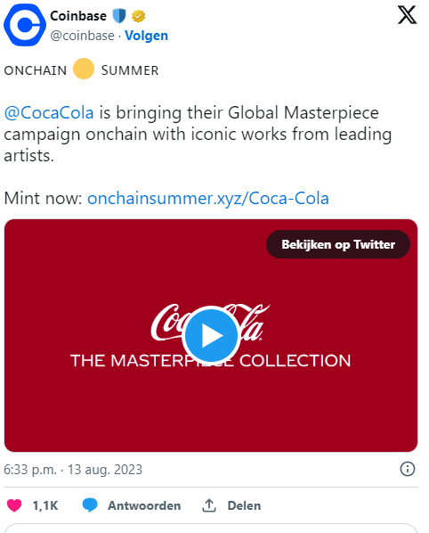 Coca-Cola mescola le criptovalute con le opere d'arte di Vermeer e Van Gogh