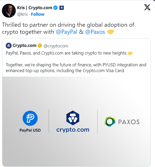 PYUSD: Crypto.com si allea con PayPal e Paxos