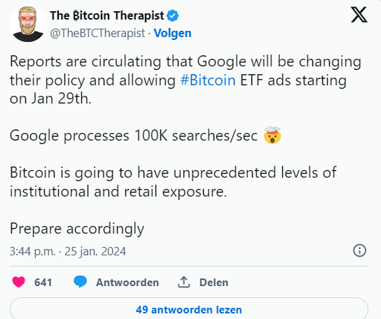 Grande notizia: "Google permetterà annunci su Bitcoin a partire dal 29 gennaio"