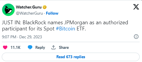 BlackRock autorizza JPMorgan come partecipante per l'ETF su Bitcoin